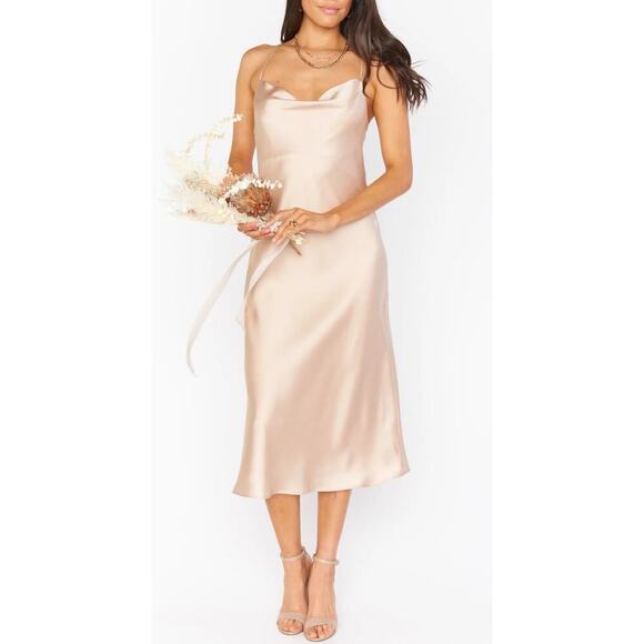 Show Me Your Mumu Dresses & Skirts - NWOT Show Me Your MuMu Size Extra Small Verona Cowl Dress Champagne Luxe Satin